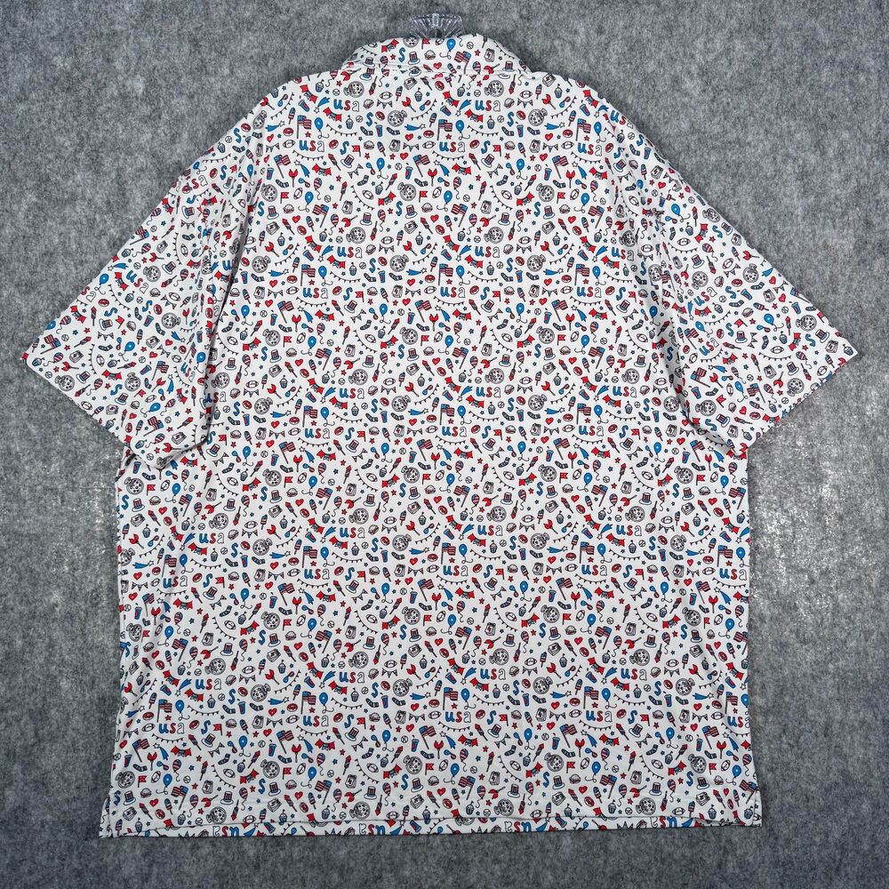 Sunday Swagger Polo Shirt Mens 3XL White Short Sleeve USA 4th Of July Print - Picture 8 of 10